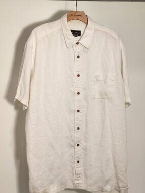 Y2K EDDIE BAUER Men's 100% LINEN Button down shirt Size XL
